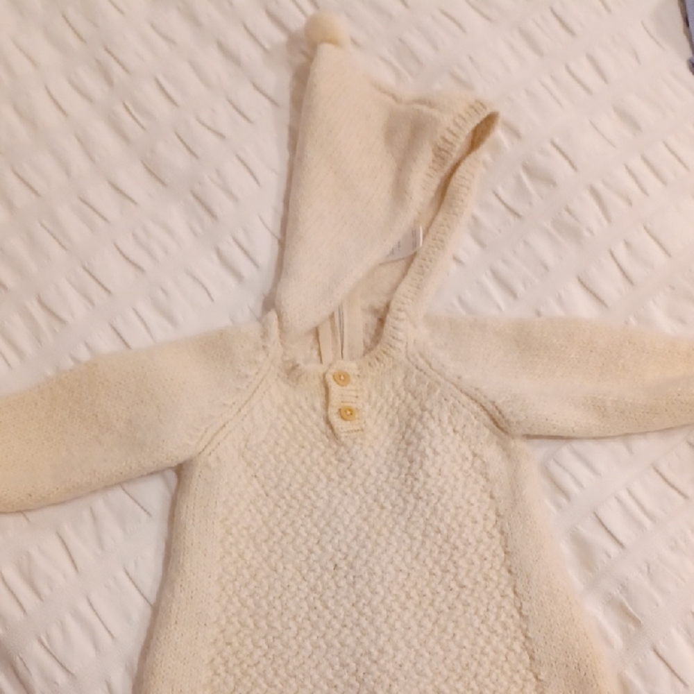 Bonpoint Baby Cashmere Sweater Jacket, Ivory, Size 6M, Unisex,
